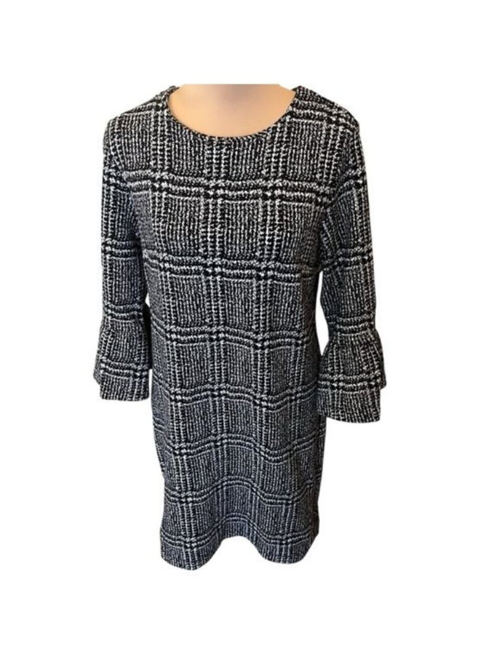 Banana Republic Factory Womens Dress Size Medium Bell Sleeve houndstooth Office